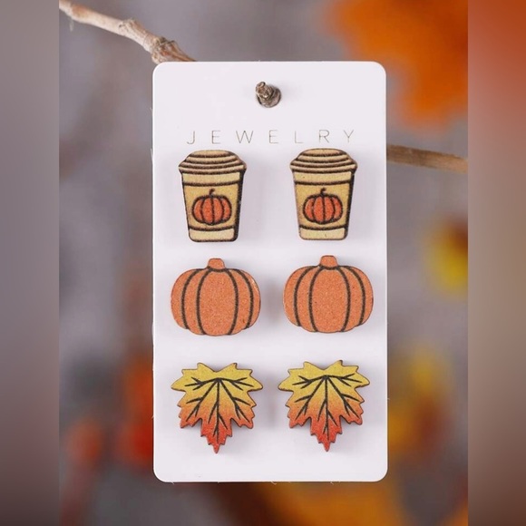 Jewelry - 💖5 items for $25 Sale!💖 3 pairs/sets Fall Themed Stud Earrings